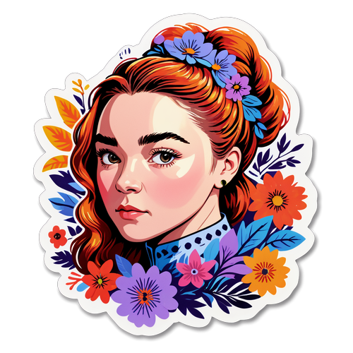 Autocollant représentant un portrait artistique de Florence Pugh