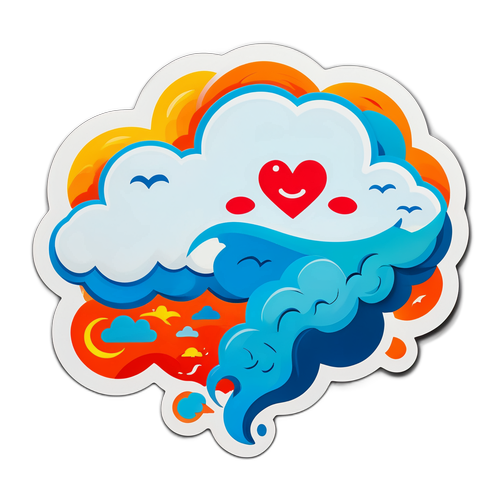 Sticker Trái Tim Trong Thời Tiết Gió