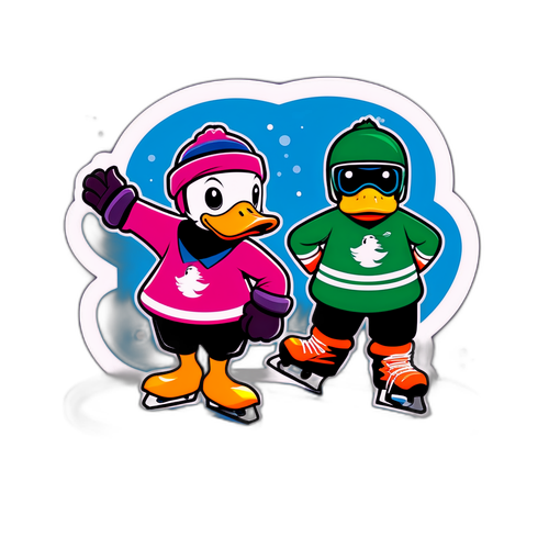 Playful Duck vs. Ranger Skater Showdown Sticker