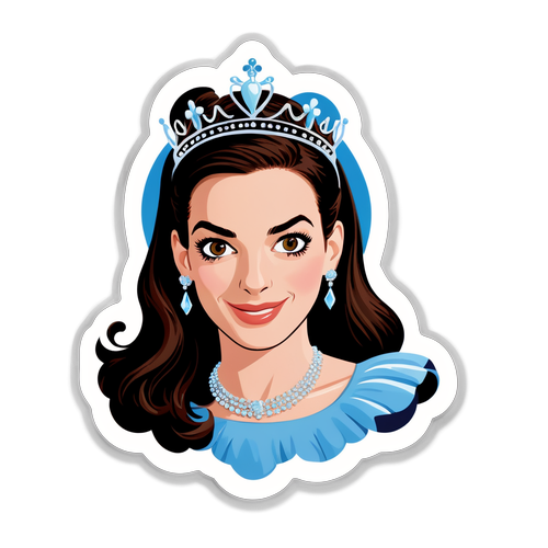 Percaya Diri Seperti Mia! Sticker Kartun Anne Hathaway yang Menawan!