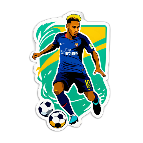 Silhouette de Neymar en action sur un terrain de football