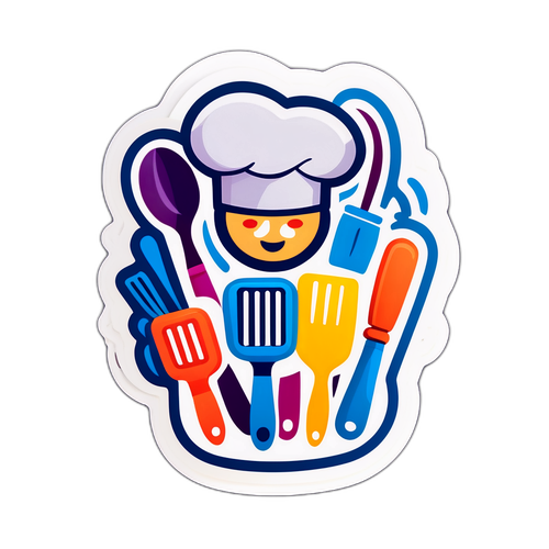 Şef Aletleri ve Mutfak Araçları Sticker Tasarımı