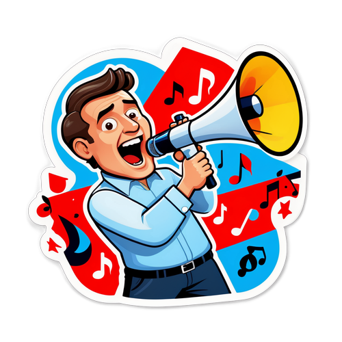 מדבקת הומור דוד זיני עם מגפון