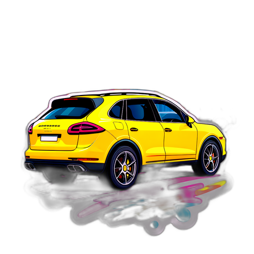 Sticker z rysunkiem Porsche Cayenne w dynamicznej pozycji