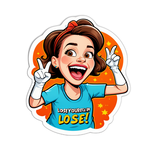 Sticker van Elodie Poux in een komische pose