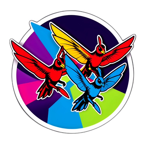 Dynamic Raptors and Hornets Mid-Air Sticker