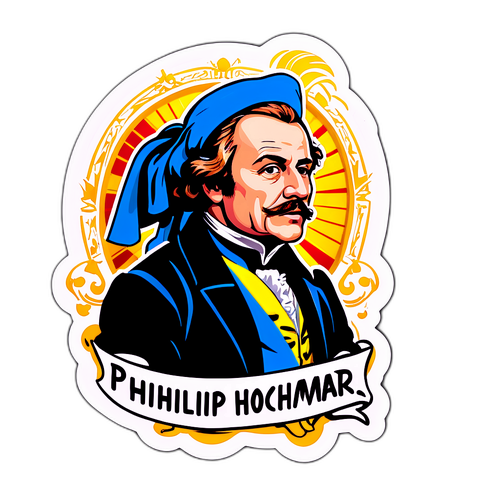 Sticker von Philipp Hochmair in dramatischer Theaterszene