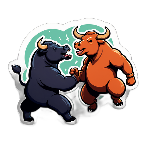 איור של שור ודוב בקרב משחקי, מייצג את הדינמיקה של שוק המניות, במיוחד של מניות PLTR