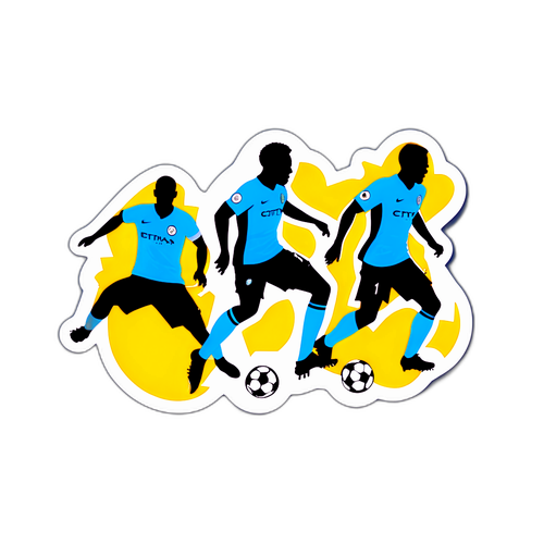 Emoción del partido: Siluetas de jugadores de Manchester City