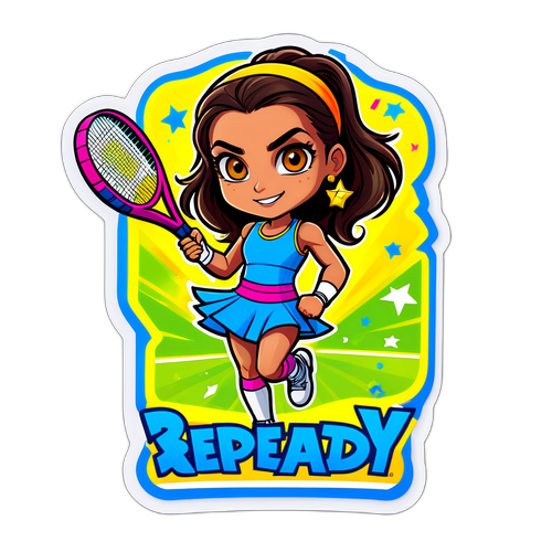 Une autocollant coloré d'Emma Navarro, héroïne du tennis