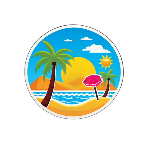 Sticker met Zonnig Strand in Spanje