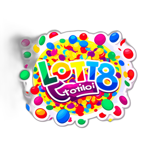 Malaking Lotto Ticket na may Makulay na Confetti