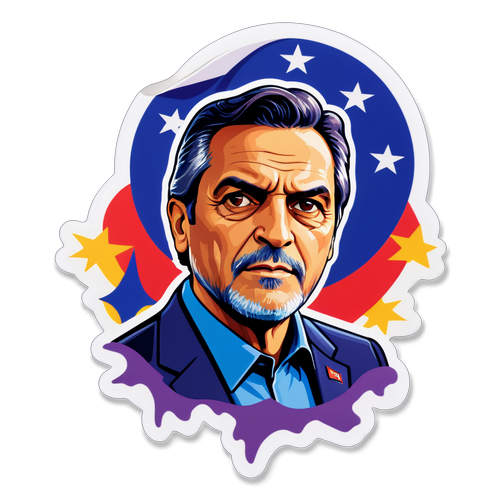 Adesivo com a imagem icônica de Carlos Lupi em um cenário de discussão política
