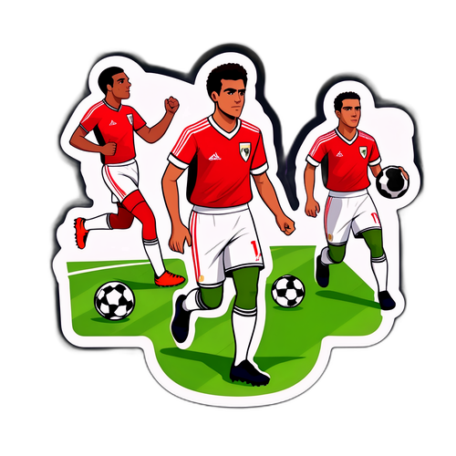 สติ๊กเกอร์ฟุตบอลอียิปต์ featuring ผู้เล่นในการฝึกซ้อม