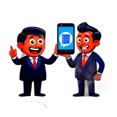 新しいスマートフォン法を説明するコメディキャラクターのイラスト