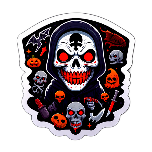 Nálepka s hororovým tématem inspirovaná zabijákem Strakou