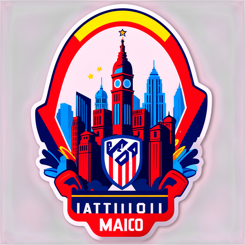 Meriahkan Semangat Atletico Madrid: Sticker Berwarna Ceria dengan Sentuhan Arsitektur Kota!