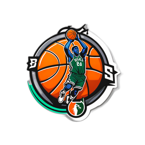 Balón de baloncesto lleno de energía con los logos de los Nets y Bucks