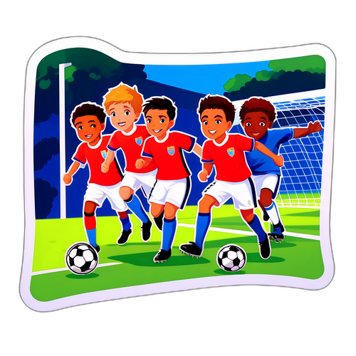 Equipo juvenil de fútbol en acción