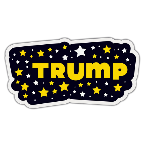 Sticker met de naam 'Trump' omringd door sterren