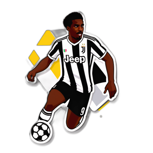 Sticker cu fotbalist celebru în stil Juventus