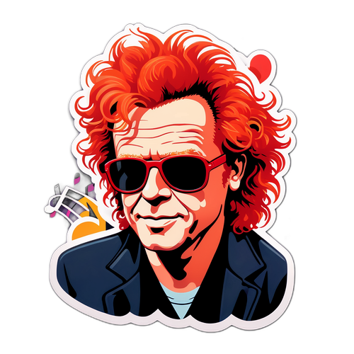 Ikonisk 80'er-inspireret klistermærke af Mick Hucknall
