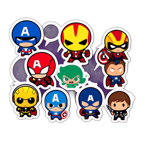 สติกเกอร์วีรบุรุษอเวนเจอร์สสุดน่ารัก