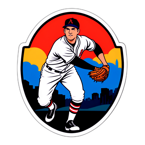 Retro-Style Baseball Sticker of Austin Warren