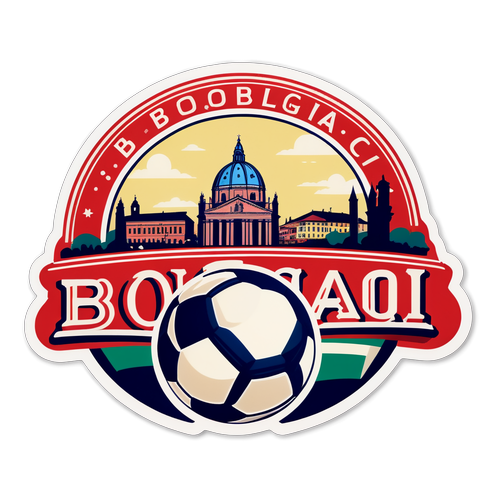 Adesivo Vintage di Bologna con Elementi del Calcio