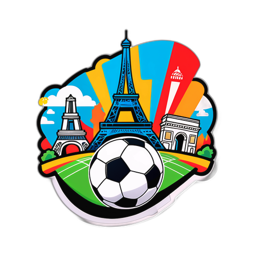 Pelekat Bola Sepak di Hadapan Mercu Tanda Ligue 1