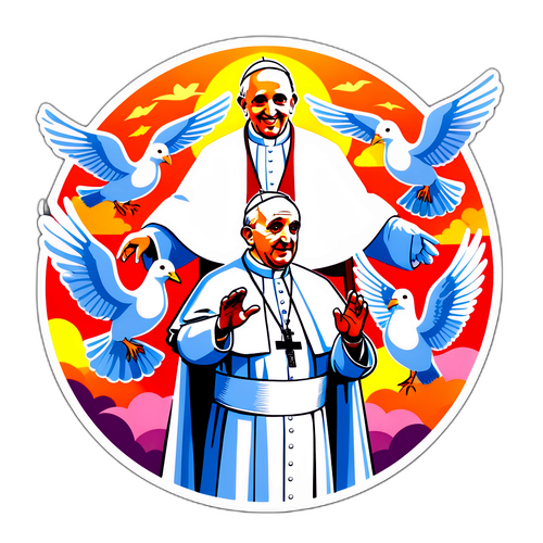Sticker del Papa Francisco en estilo caricatura