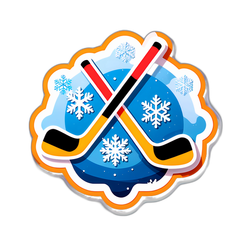 Design samolepky s hokejovým štýtem na ledě