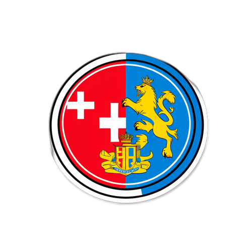 Sticker van het zegel van het duel tussen Zwitserland en Zweden