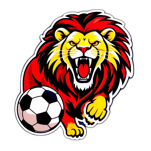 Sticker Singa Mengamuk dengan Elemen Bola Sepak untuk Perlawanan Cagliari vs Milan