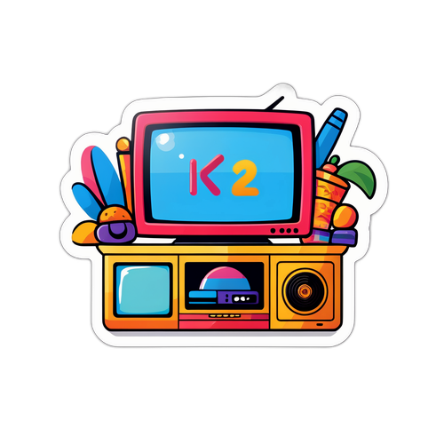 מדבקת קשת 12 עם טלוויזיה ואייקוני בידור