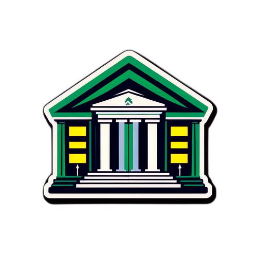 Desain Modern Gedung Federal dengan Simbol Pemotongan Suku Bunga