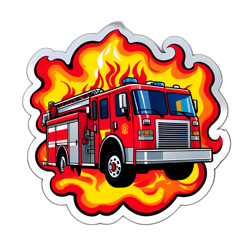 Desenho de um caminhão de bombeiros em ação