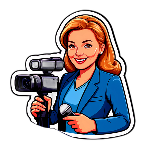 Sticker av Carina Bergfeldt i en dynamisk intervju