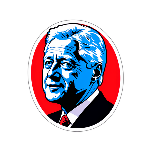 Vintage-Style Bill Clinton Silhouette Sticker