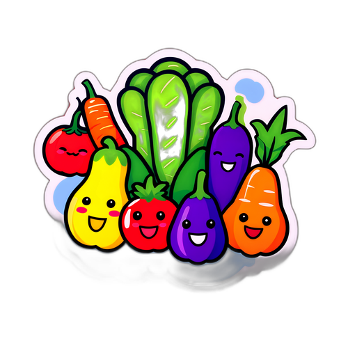 笑顔の野菜と果物