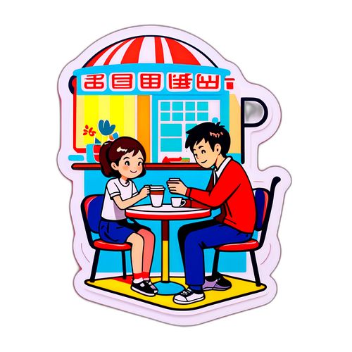 楽しいカフェのシーン