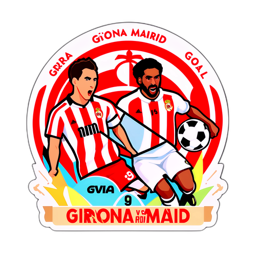 Handelsrik klistremerke av Girona mot Real Madrid