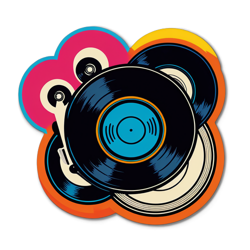 Retro na Sticker ng Vinyl Records