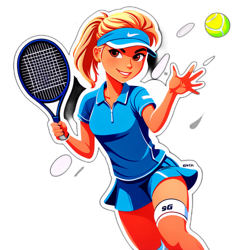 Samolepka s stylizovanou Amanda Anisimovovou hrající tenis