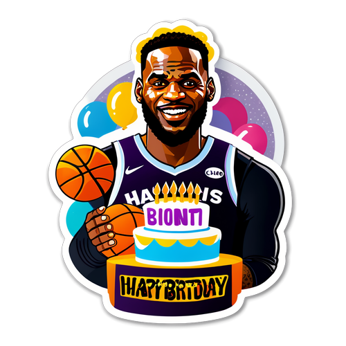 Stylish Birthday Celebration Sticker for LeBron James