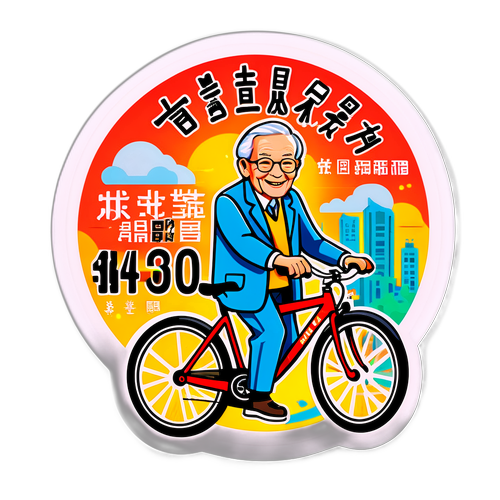 83岁博士骑自行车的创意科技贴纸