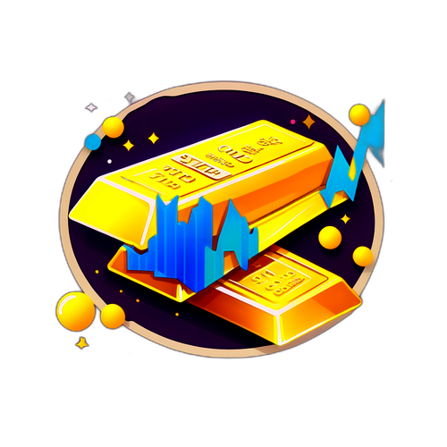 Bar Emas Berkilau dengan Latar Belakang Graf Pasaran