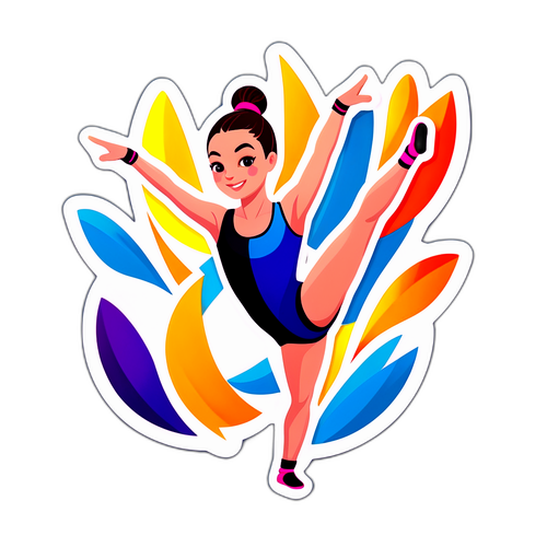 Design colorat cu Sandra Izbașa în echipament de gimnastică