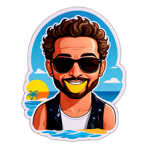 Caricatura de David Bisbal en la playa