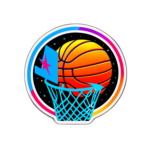 מדבקת כדורסל בסגנון רטרו